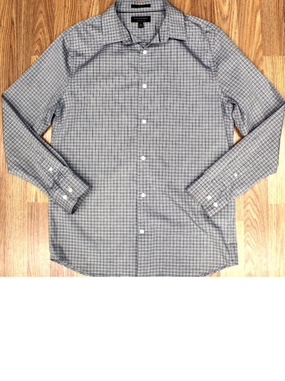 BANANA REPUBLIC SLIM FIT COTTON/SPANDEX SHIRT GRAY, BLACK & WHITE MEDIUM, M